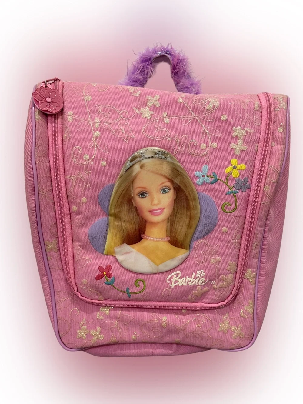 Vintage y2k 2003 Pink Tara Barbie Travel Organizer Hanging Zip Bag